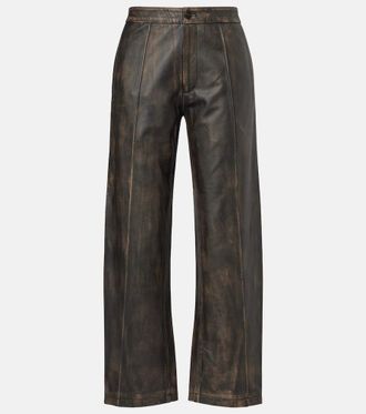 Jacques Wei High-rise leather wide-leg pants