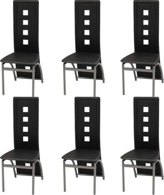 vidaXL Vidaxl - Sillas De Comedor 6 Unidades Cuero Sint&eacute;tico Negro