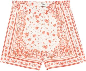 Fendi floral-print elasticated-waist shorts - Neutrals