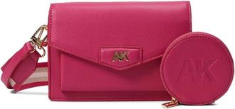 Anne Klein Mini Flap Bag Womens Pink Adjustable Crossbody Strap FROG400