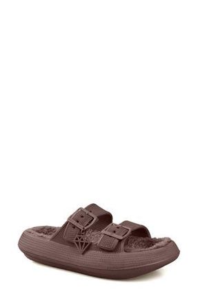 Rock & Candy Faux Shearling Slide Sandal in Brown at Nordstrom Rack, Size 11