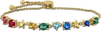 Mimi & Max 7ct TGW Multi-Shapred Created Pink Sapphire Bracelet in Yellow Silver-7.5 in + 1 ext