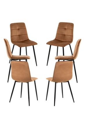 Regalos Miguel Packs Sillas Comedor - Pack 6 Sillas Daris Terciopelo - Marr&oacute;n Claro
