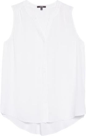 NYDJ Print Pleat Back Sleeveless Split Neck Blouse in Optic White at Nordstrom Rack, Size X-Small