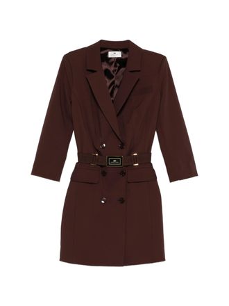 Elisabetta Franchi Tailored Double-Breasted Gold-Tone Button Dress