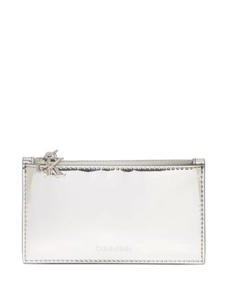 Calvin Klein zip monogram-logo wallet - women - Polyurethane - One Size - Silver