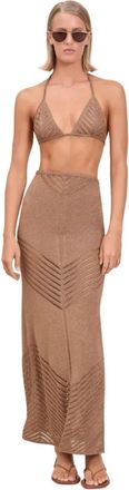 Devon Windsor Bria Metallic Knit Skirt In Truffle