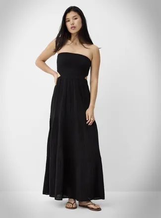 Rip Curl Womens Pure cotton gauze open-back maxi tube dress