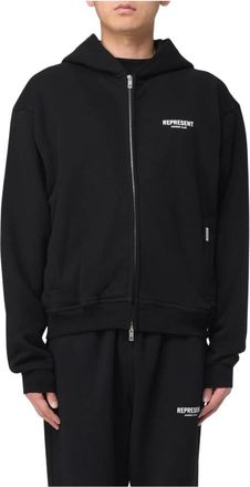 Represent Zwart Sweatshirt met Ritssluiting - Heren - Vesten met rits - Zwart - M - Katoen - Hoodies & sweatvesten