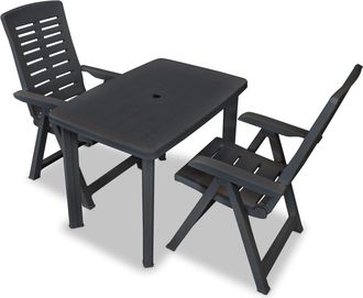 vidaXL Set De Mesa Y Sillas De Jard&iacute;n 3 Piezas Pl&aacute;stico Gris Antracita Vidaxl