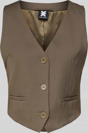 Karo Kauer Cropped Weste aus Leinen-Mix in Oliv, Gr&ouml;&szlig;e XS