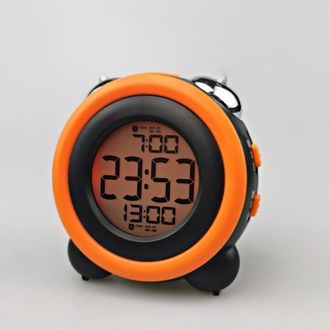 OEM Sveglia Silenziosa A Led Con Display Luminoso, Orologio Elettronico Per Uso Domestico, Suono Ad Alto Volume, Cassa Nera Con Pulsanti Arancioni