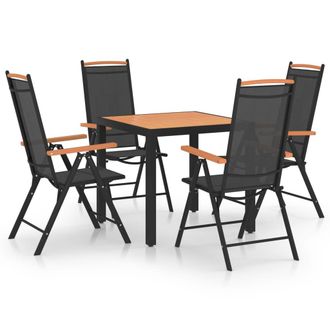 vidaXL Juego De Comedor De Jard&iacute;n 5 Piezas Aluminio Negro Vidaxl