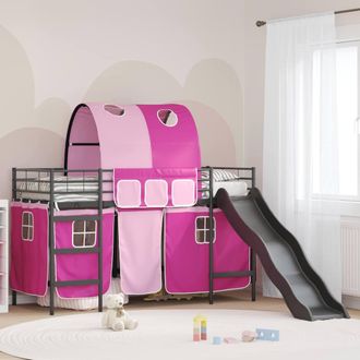 Berkfield Home KidsLoft Bed Frame Black & Pink 75 x 190 cm Metal