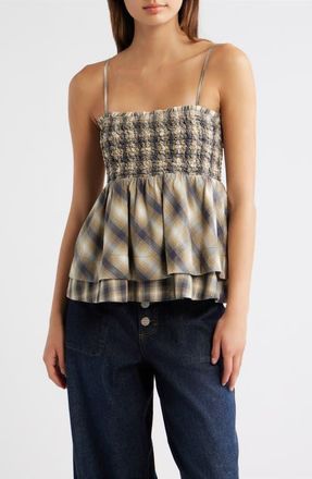 Damson Madder Azalea Smocked Organic Cotton Camisole in Cardamon at Nordstrom, Size 10