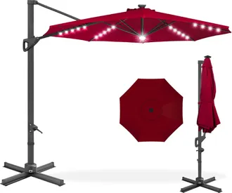 Best Choice Products 10ft 360-Degree Solar LED Lit Cantilever Patio Umbrella, Outdoor Hanging Shade