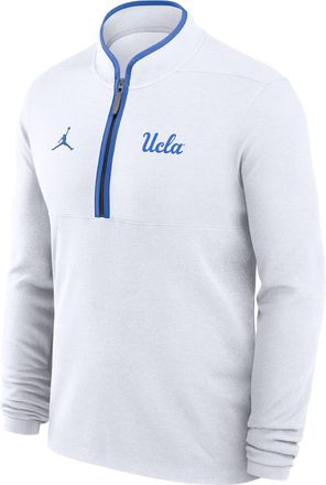 Nike Mens UCLA Victory Jordan Brand Dri-FIT College 1/2-Zip Long-Sleeve Top in White | JJ4308DUUCL-APS