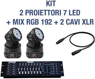 Trade Shop Trade Shop - Kit Rgb Led Proyecto Rotante 7 Led Dmx + Mixer Dmx Rgb 192