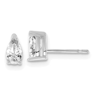 Diamond2Deal 14k White Gold Pear 1.25 ct Lab Grown Diamond Stud Earrings VS Clarity, D-E Color
