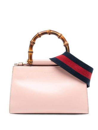 Gucci 2016-2025 Mini Leather Bamboo Nymphaea satchel - women - Calf Leather - One Size - Pink