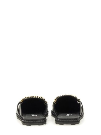 Moschino Leather Logo Sabot - Black