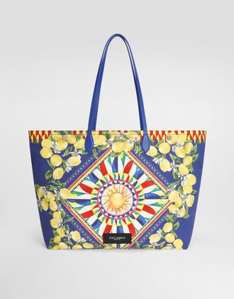 Dolce & Gabbana Essenza Shopping Bag In Printed Poplin - Man Shoppers Multicolor Onesize