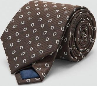 Mango Cravatta seta stampa marrone - Uomo - Taglia unica - MANGO MAN