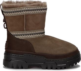 UGG Winter Boots, female, Brown, Size: 6 US Waterproof Sheepskin Ankle Boots with Logo