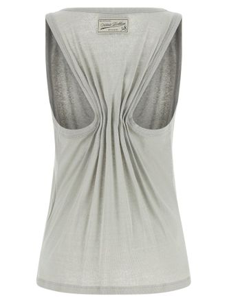 Victoria Beckham Split-Front Cotton-Linen Tank Top - Grey