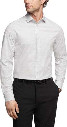 Calvin Klein Steel+ Dress Shirt Mens Gray Slim Fit Button Up FTS0