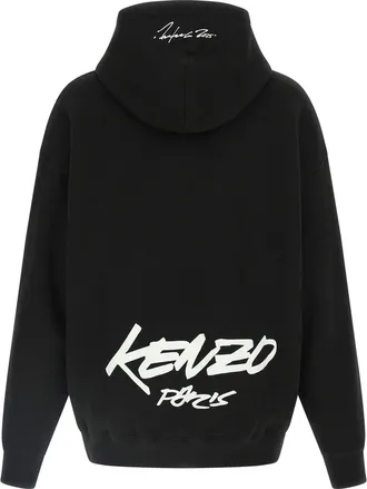 Kenzo Flower-Embroidered Hoodie - Black