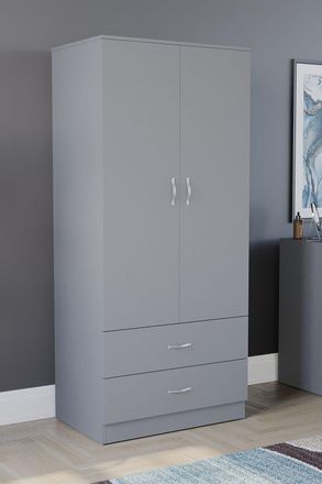 Home Discount Vida Designs Riano 2 Door 2 Drawer Wardrobe Storage in Grey