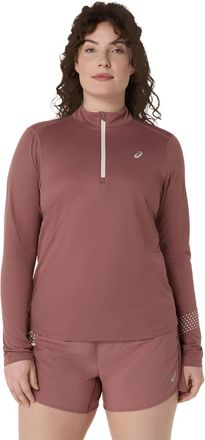 Asics Laufshirt ASICS ASICS ICON 1/2 ZIP LS TOP, Damen, Gr. XL, rot (rubble rot), Obermaterial: 100% Polyester, Shirts Laufshirt