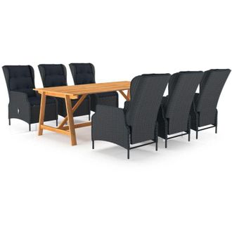 vidaXL 7 Pcs Dining Set Para Jard&iacute;n Gris Oscuro
