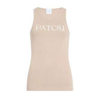 Patou Sleeveless Tops, female, Beige, Size: S Iconic Tank Top