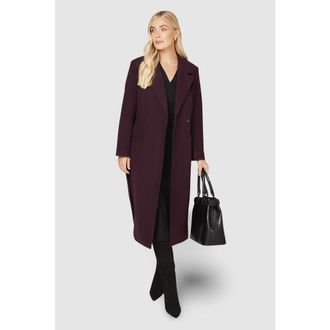 Wallis Petite Longline Belted Coat in Berry at Nordstrom, Size 16
