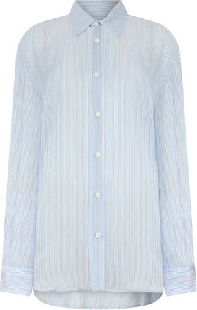 Dries Van Noten Croom Stripe Button-Up Shirt - Heren - Casual Overhemden - Blauw - L - Rayon - Overhemden