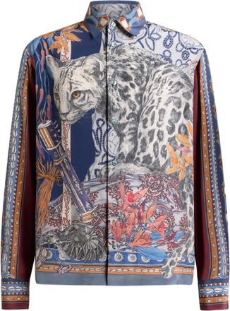 Etro Overhemd met luipaardprint - Blauw