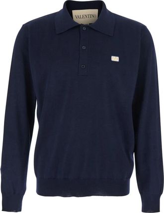 Valentino Garavani VLogo Signature Cardigan - Heren - Ronde hals truien - Blauw - L - Wol - Truien & Vesten