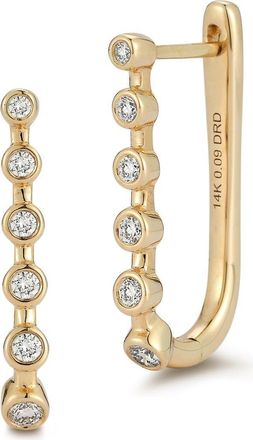 Dana Rebecca Designs Lulu Jack Diamond Bezel U Huggie Earrings in Yellow Gold at Nordstrom