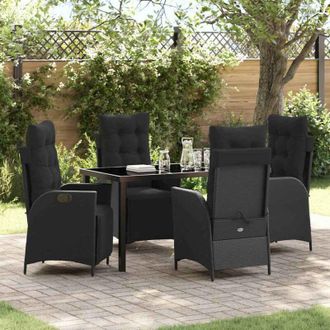 vidaXL Conjunto De Comedor De Jard&iacute;n 5 Pcs Negro Polirat&aacute;n Vidaxl