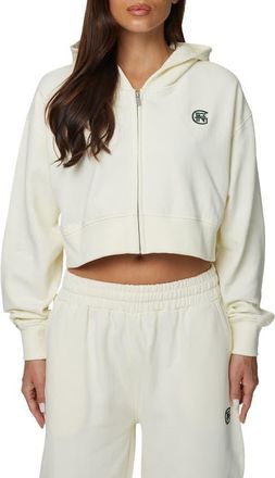 Good For Nothing Cropped Zipped Halftone Hoodie in Ivory at Nordstrom, Size X-Small Uk