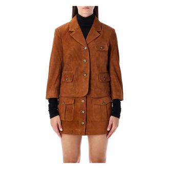 The Garment Leather Jackets, female, Brown, Size: XS Suede Fitted Jacket