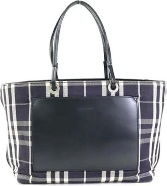Burberry Tweedehands Canvas handtassen - Dames - Vintage Shopper - Zwart - ONE Size - Leer - Vintage