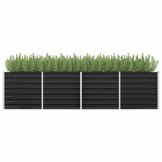 Berkfield Home Garden Raised Bed Anthracite 320x80x77 cm Galvanised Steel in Black | Size: 320 x 80 x 77 cm
