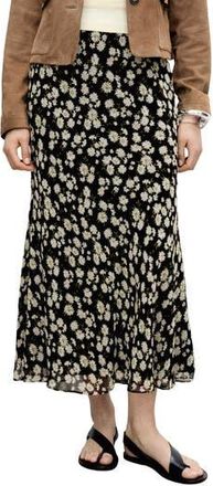 Mango Belle Floral Chiffon Midi Skirt in Black at Nordstrom Rack, Size Large/x-Large