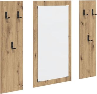 vidaXL Vidaxl - Wall-Mounted Coat Rack with Mirror Artisan oak 96 x 1.5 x 90 cm