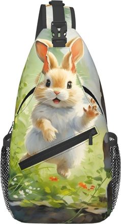 Generic Cute Rabbit In The Crack Of The Wall Crossbody Bag Lightweight Sling Bag Anti Theft Crossbody Bags For Sports Casual Camping