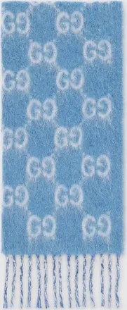 Gucci GG Alpaca Wool Blend Scarf, Blue, Wool