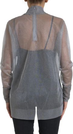 Dolce & Gabbana Womens Gray Mesh Turtleneck Long Sleeve Blouse Top Polyester